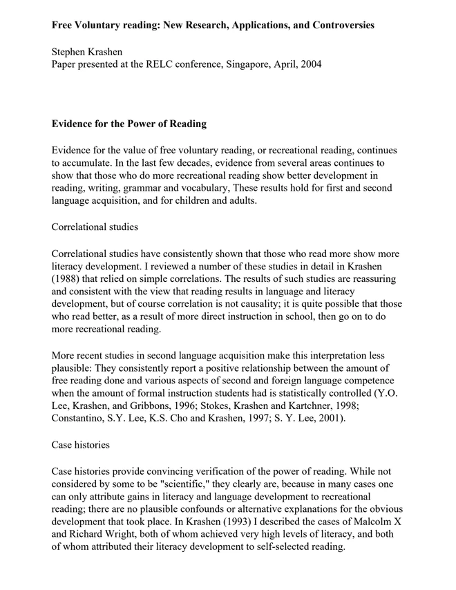 Free Voluntary Reading